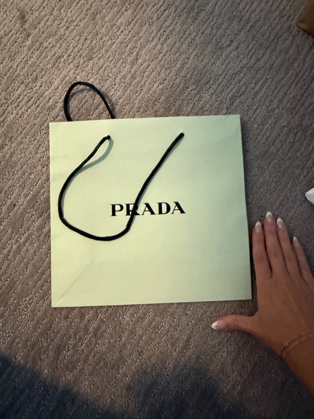 Prada Luxury Paper Shopping Bag - Light Green with Black Logo